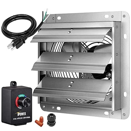 Ipower 7 Inch Shutter Exhaust Fan Aluminum+  fan speed controller + Disposal Power Cord Kit HIFANXEXHAUST7CTB